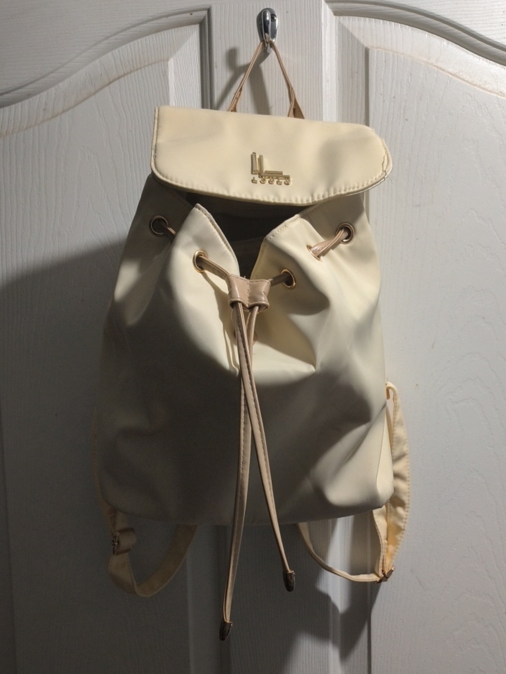 Cream Drawstring Backpack - Picture 1 of 3